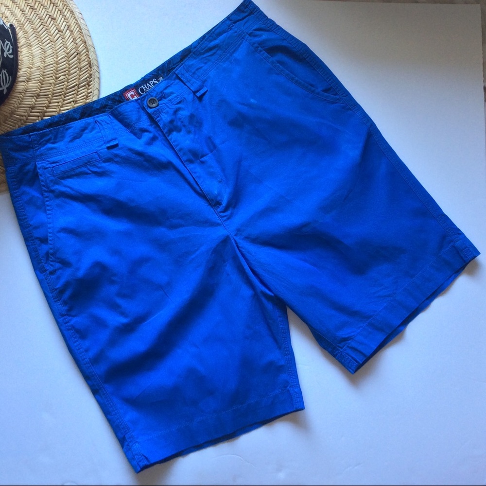 Chaps flat front royal blue shorts.